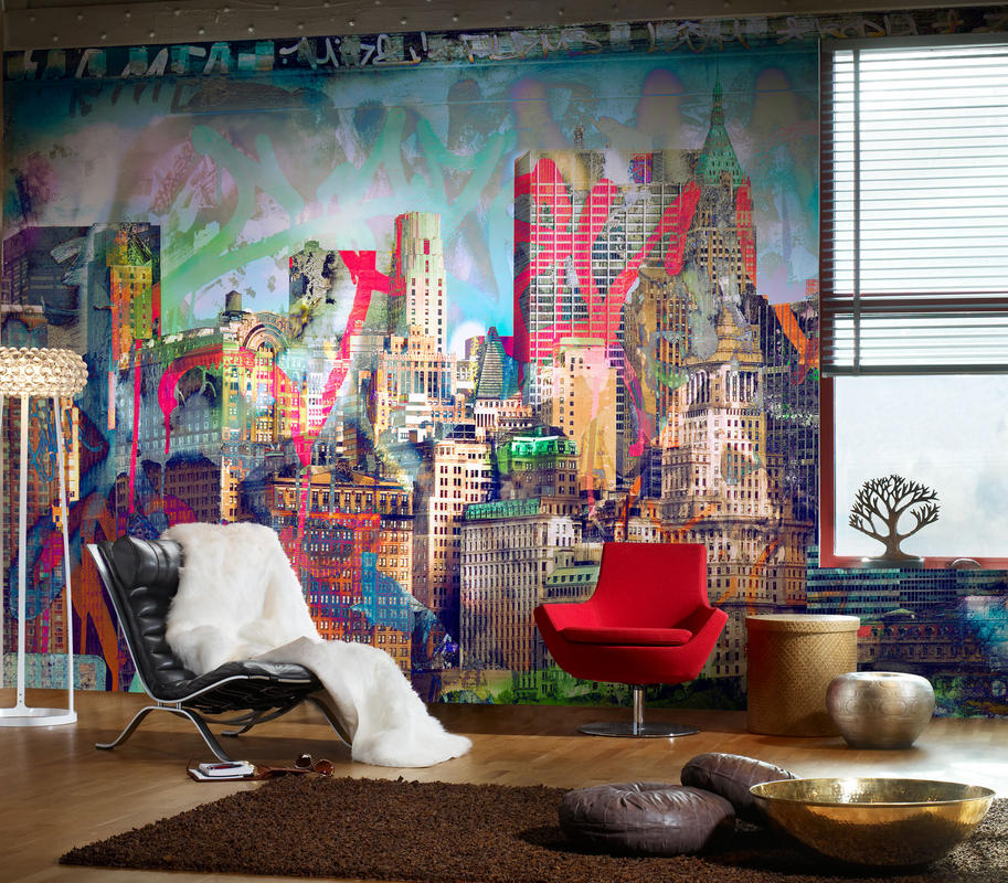 ﻿﻿Граффити в интерьере: стрит-арт прямо у вас в квартире, аппликация в разных комнатах